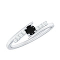 0.2 Carat Round Black Onyx Minimal Promise Ring with Diamond