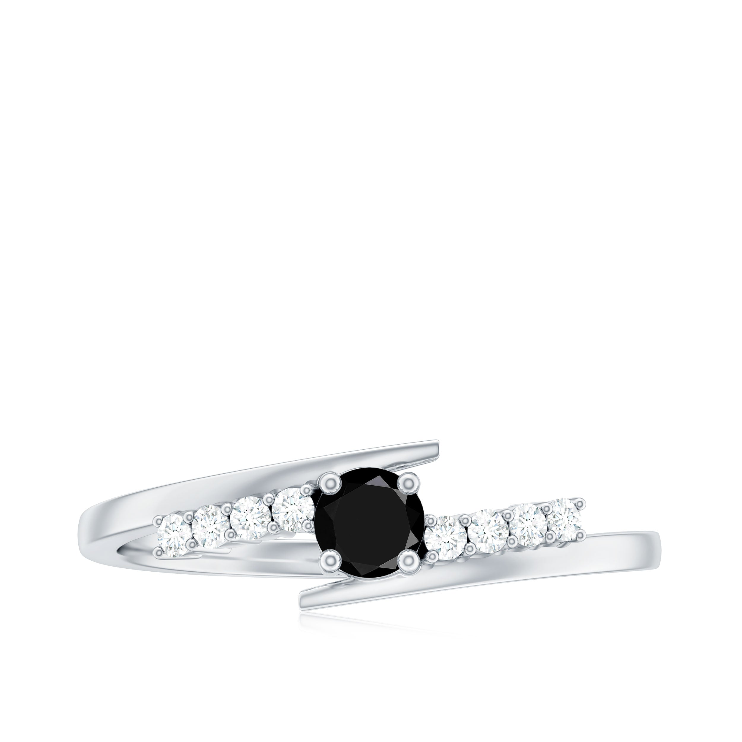 0.2 Carat Round Black Onyx Minimal Promise Ring with Diamond