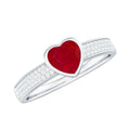 Ruby Heart Engagement Ring – Solitaire Diamond & AAA Quality Ruby Band