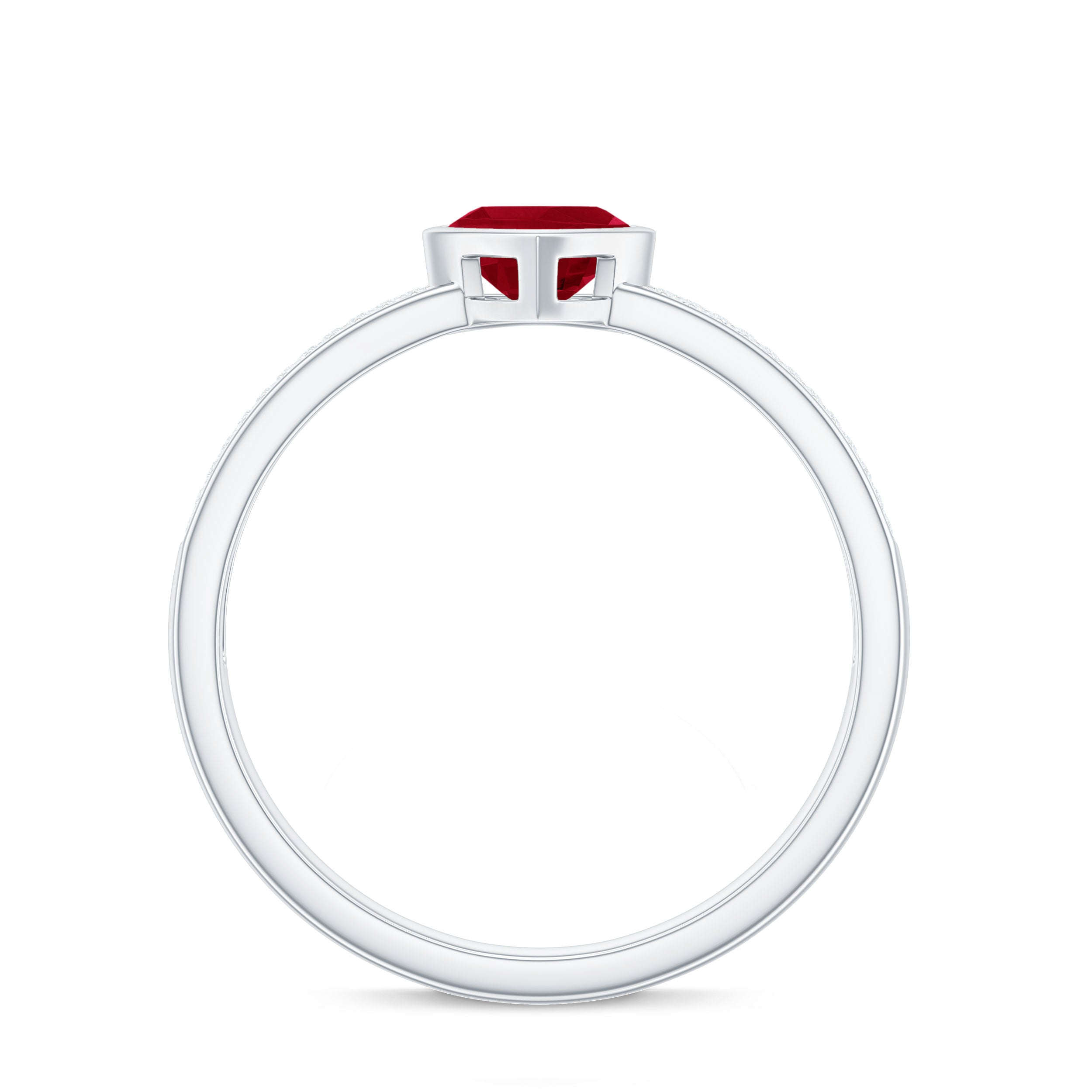 Ruby Heart Engagement Ring – Solitaire Diamond & AAA Quality Ruby Band