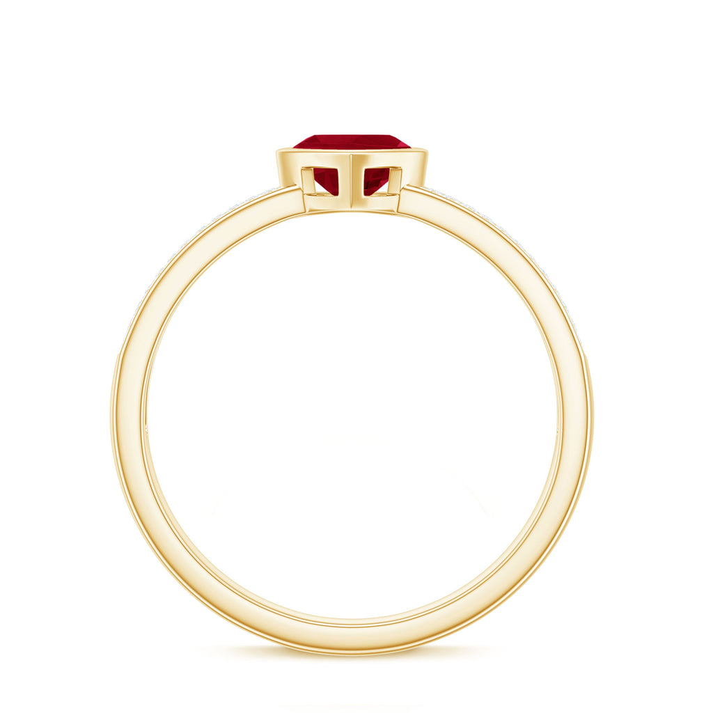Ruby Heart Engagement Ring – Solitaire Diamond & AAA Quality Ruby Band