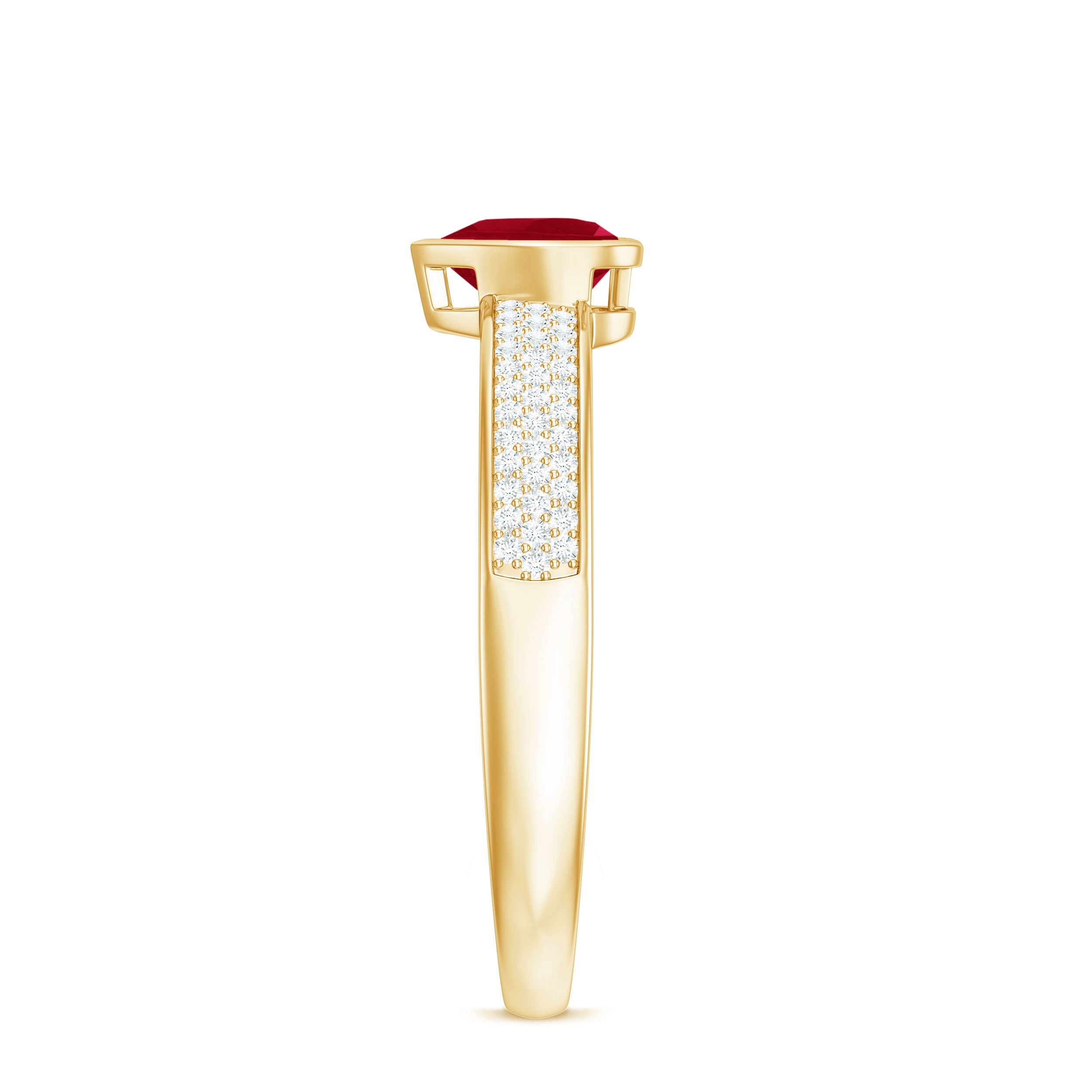 Ruby Heart Engagement Ring – Solitaire Diamond & AAA Quality Ruby Band