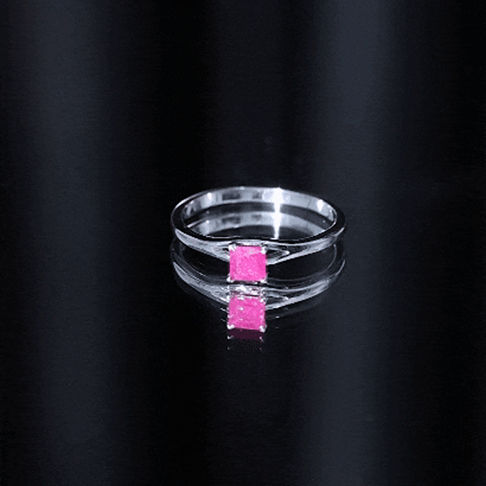 Ruby Promise Ring – Natural Princess Cut Ruby, Half Carat Split Shank Design