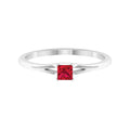Ruby Promise Ring – Natural Princess Cut Ruby, Half Carat Split Shank Design