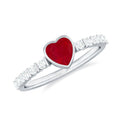 Ruby Heart Promise Ring – Red Ruby With Diamond Side Stones In Bezel Setting
