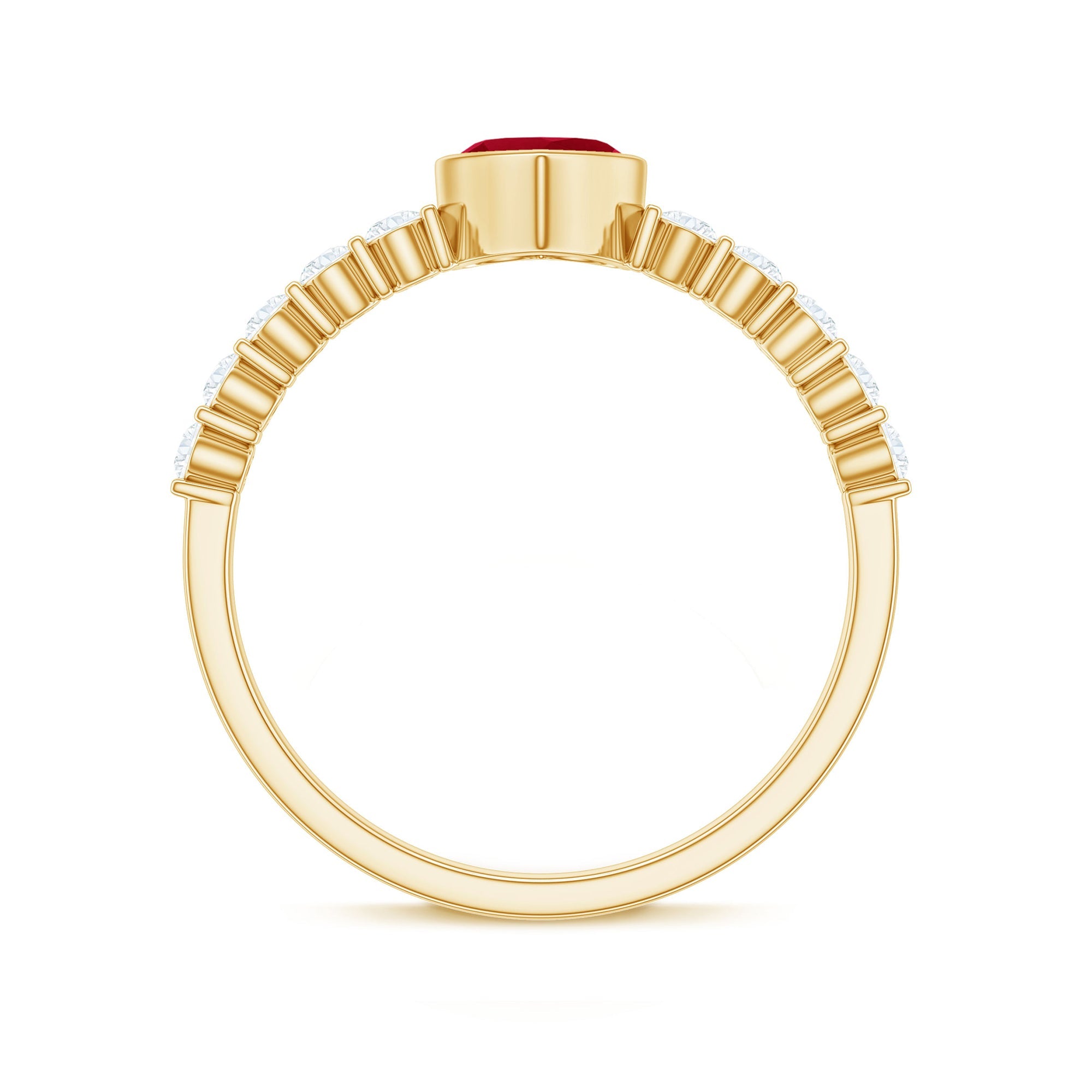 Ruby Heart Promise Ring – Red Ruby With Diamond Side Stones In Bezel Setting