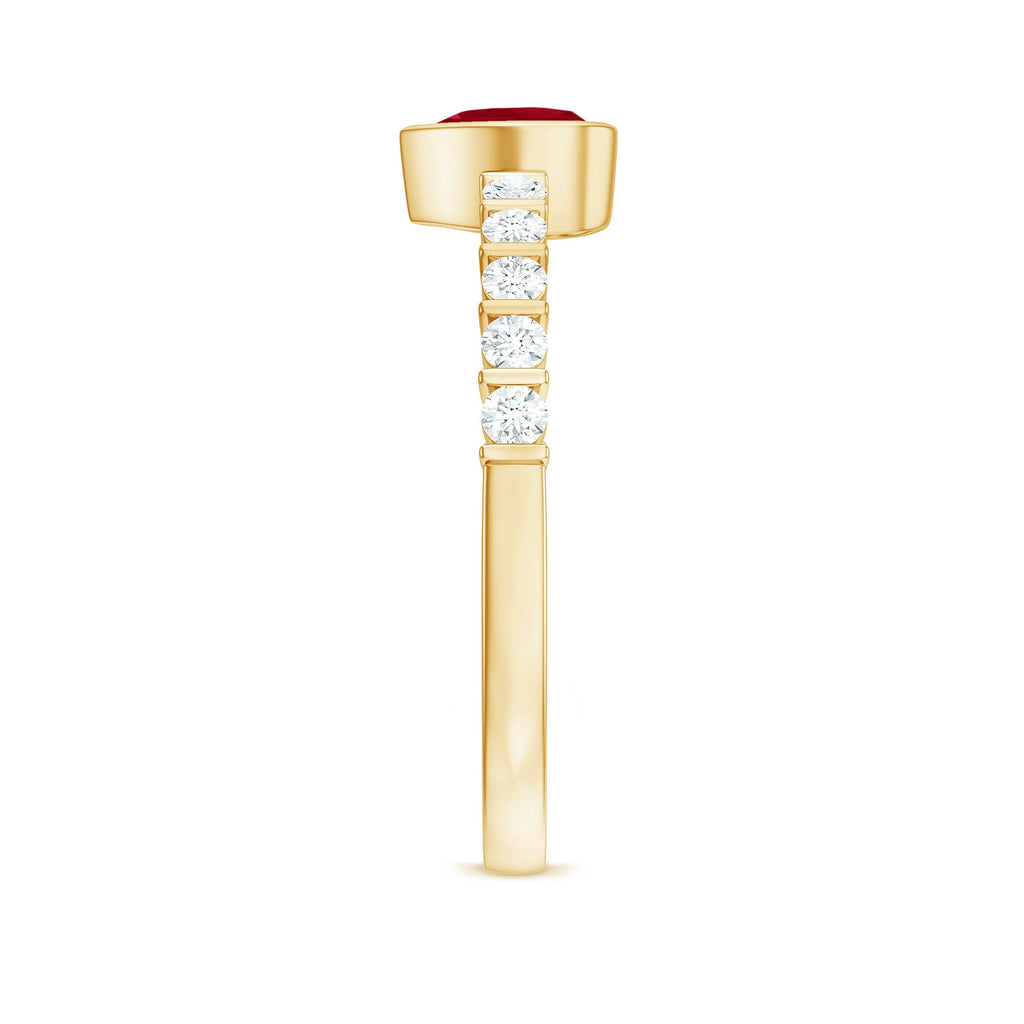 Ruby Heart Promise Ring – Red Ruby With Diamond Side Stones In Bezel Setting