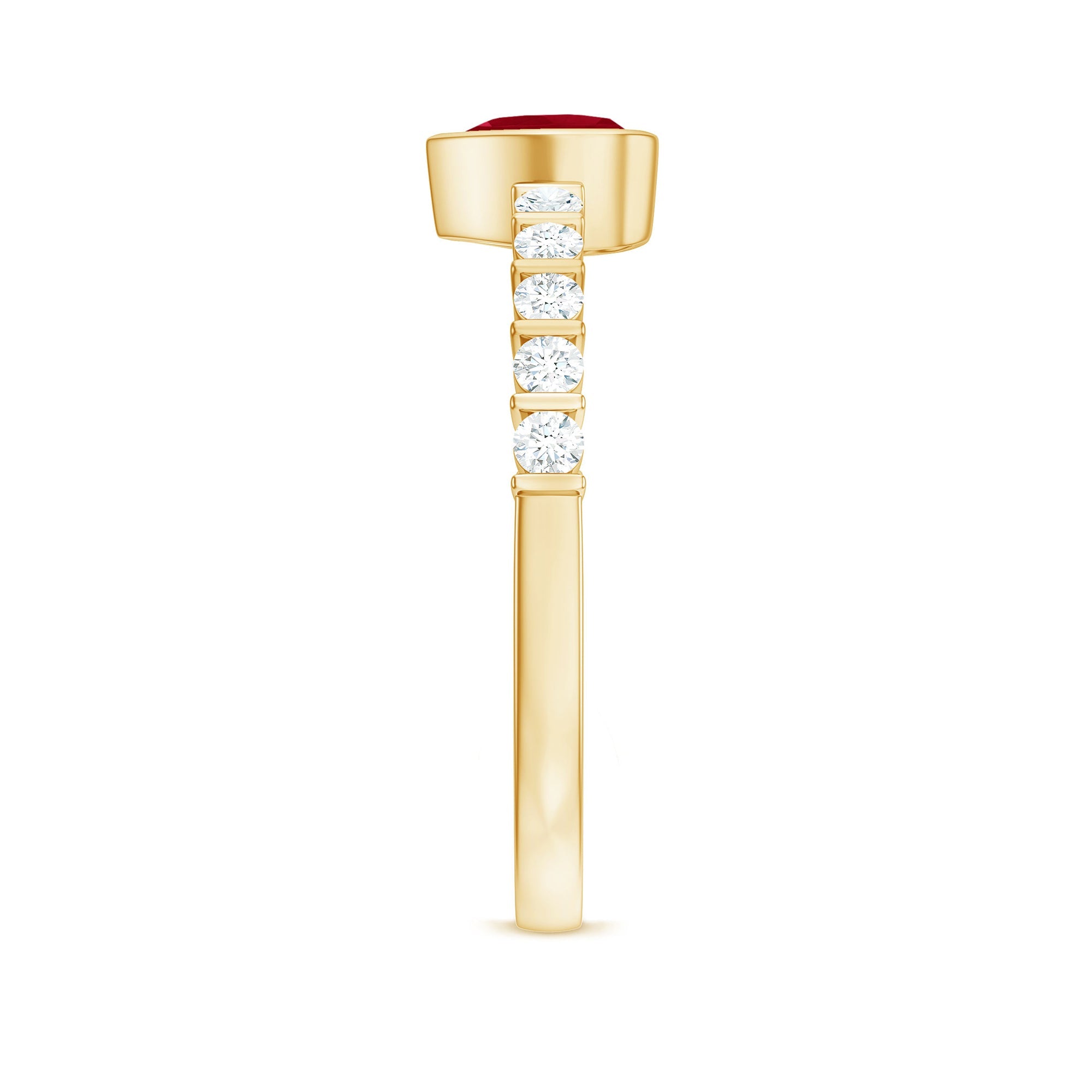 Ruby Heart Promise Ring – Red Ruby With Diamond Side Stones In Bezel Setting