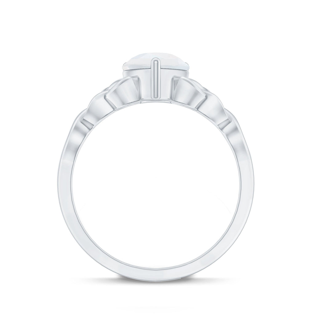 Pear Shaped Moonstone Solitaire Engagement Ring with Celtic Band