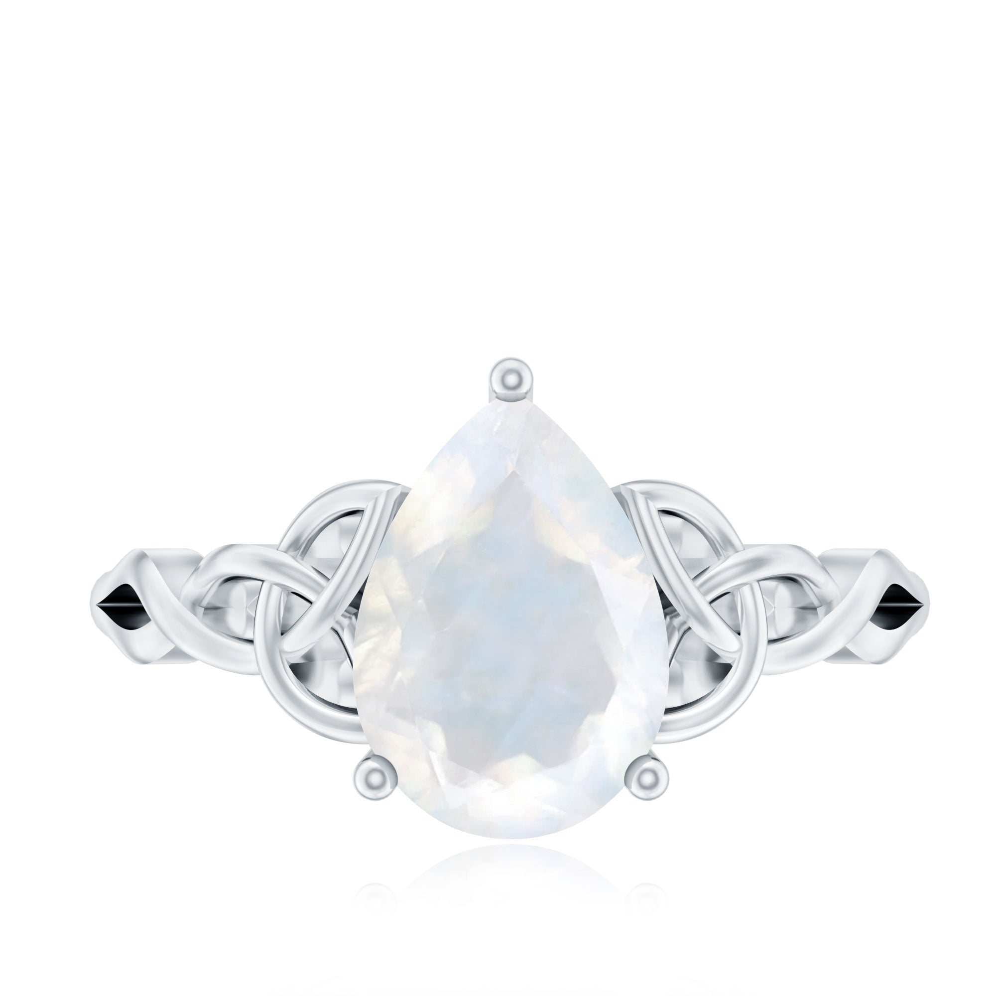 Pear Shaped Moonstone Solitaire Engagement Ring with Celtic Band