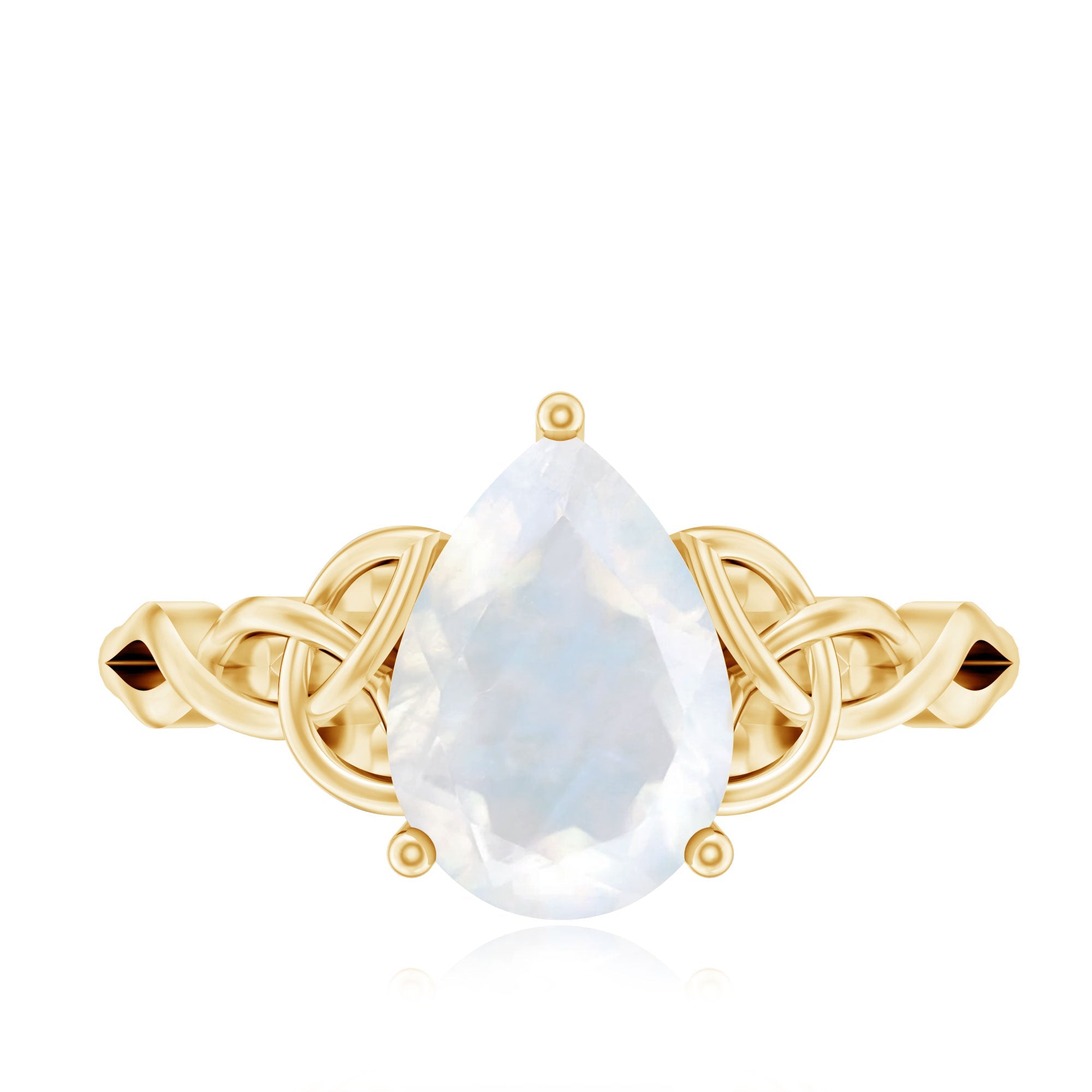 Pear Shaped Moonstone Solitaire Engagement Ring with Celtic Band