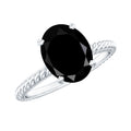 1.7 Carat Oval Cut Black Onyx Solitaire Engagement Ring with Diamond