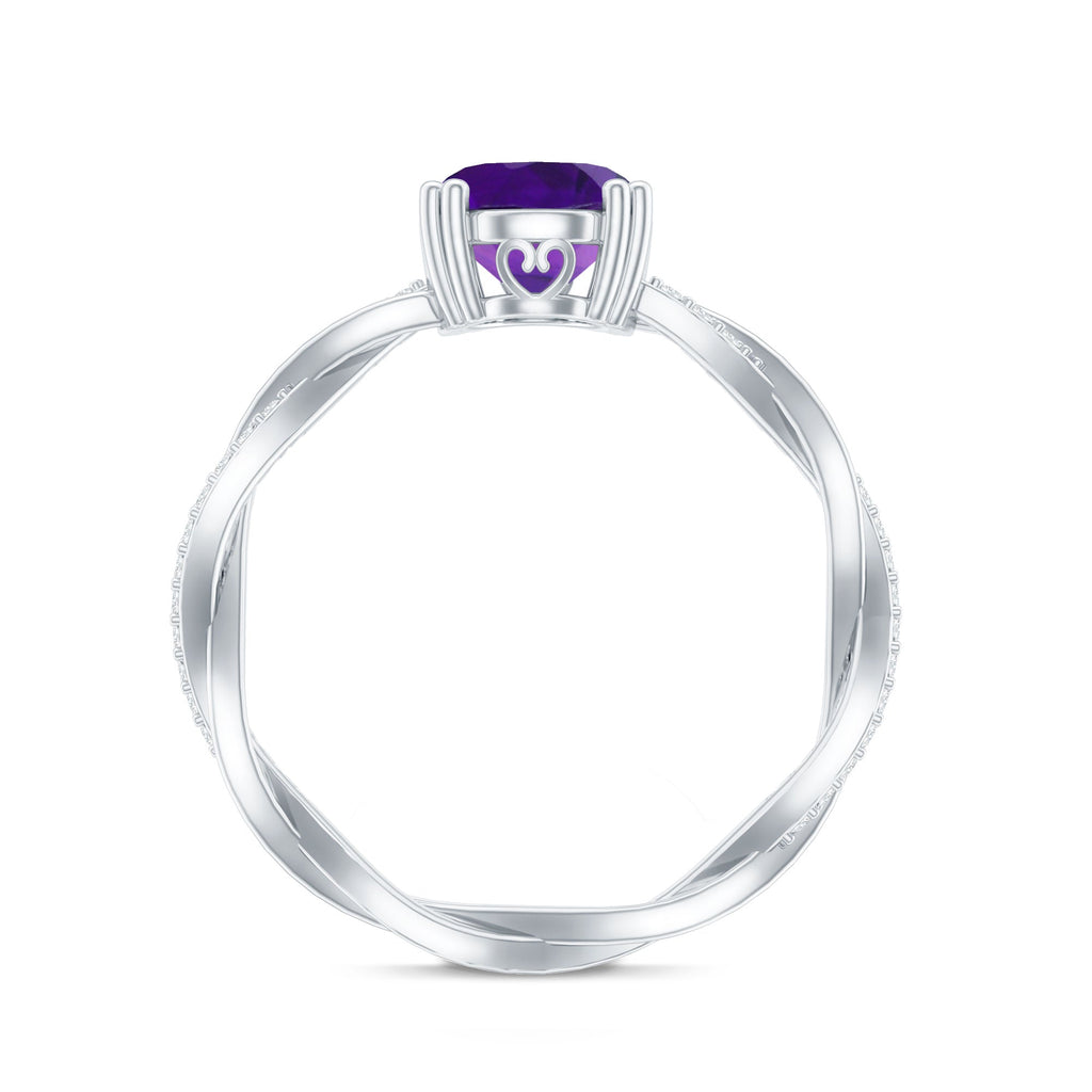 2.5 Carat Amethyst Oval Engagement Ring with Diamond Braided Shank