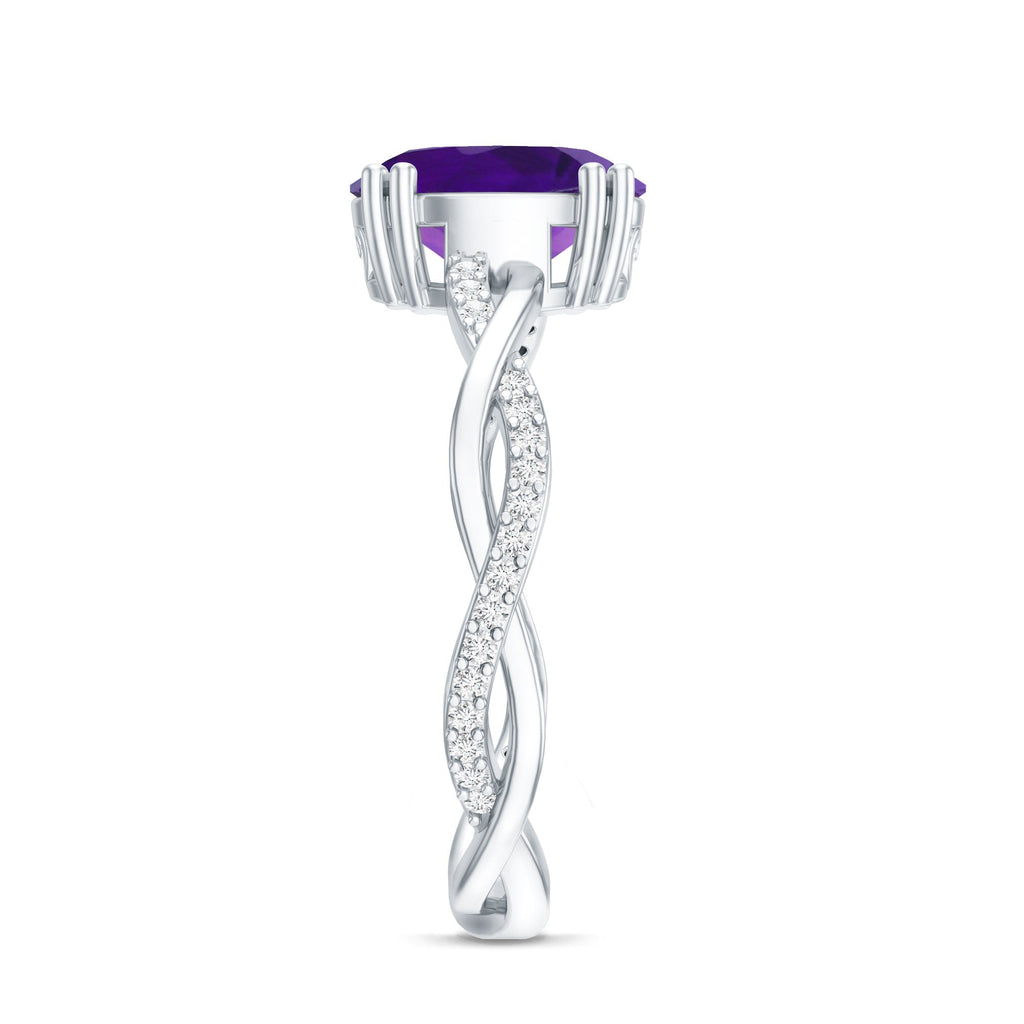 2.5 Carat Amethyst Oval Engagement Ring with Diamond Braided Shank