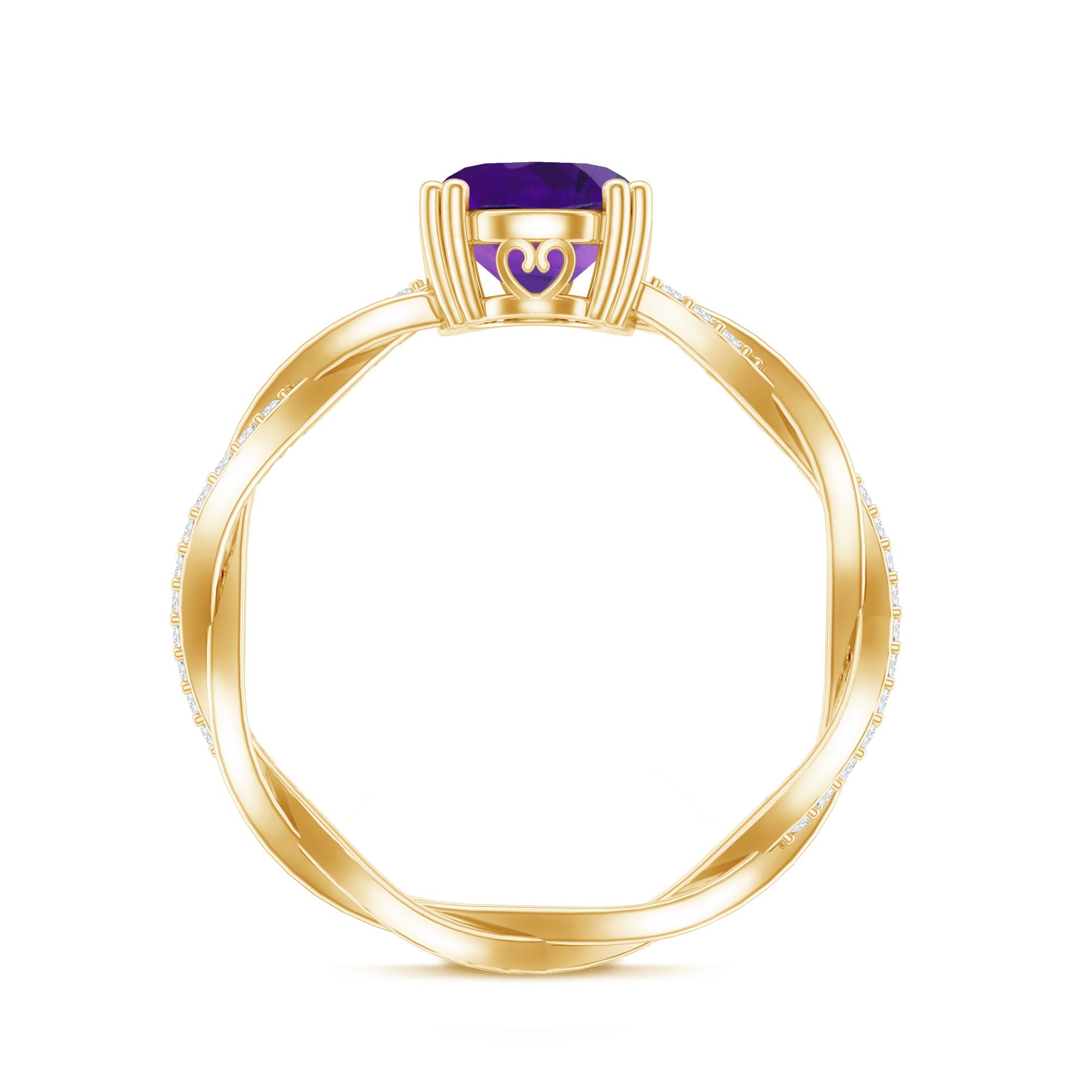 2.5 Carat Amethyst Oval Engagement Ring with Diamond Braided Shank