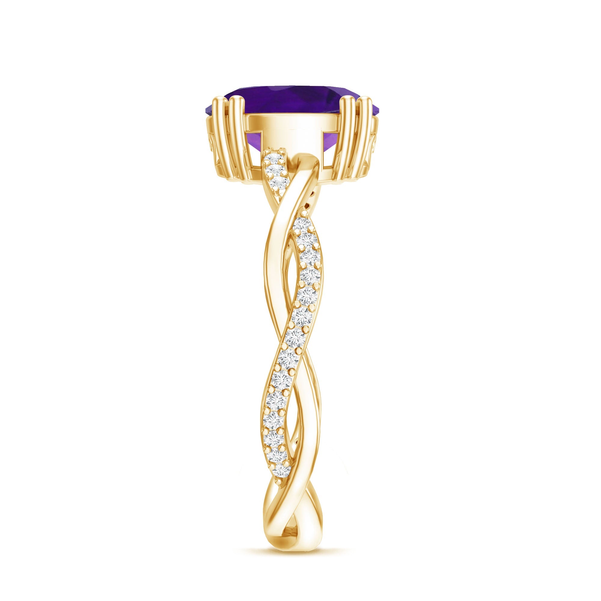2.5 Carat Amethyst Oval Engagement Ring with Diamond Braided Shank