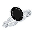 Oval Shaped 1.7 Carat Black Onyx and Diamond Braided Engagement Ring