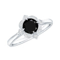 Vintage Style Black Spinel Engagement Ring with Diamond