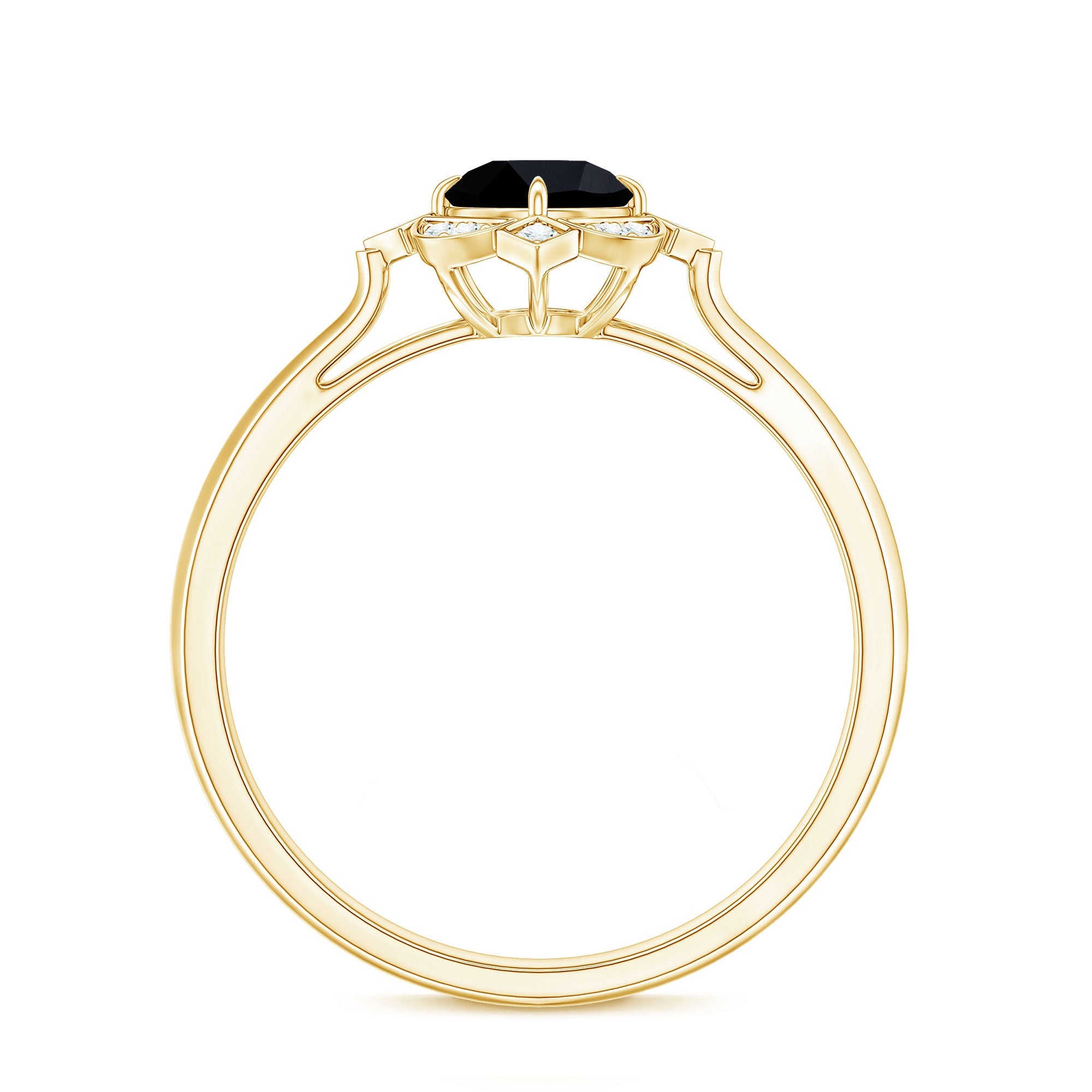 Vintage Style Black Spinel Engagement Ring with Diamond
