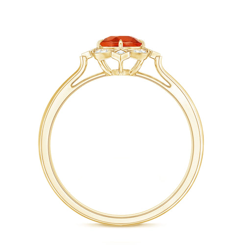 0.4 Carat Vintage Fire Opal and Diamond Engagement Ring