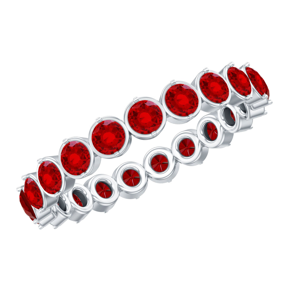 Ruby Eternity Ring – Lab Created Ruby Full Eternity Band in Prong Setting