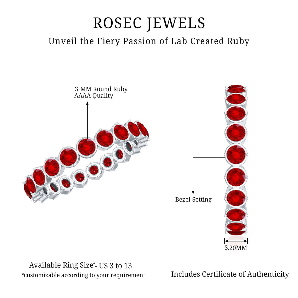 Ruby Eternity Ring – Lab Created Ruby Full Eternity Band in Prong Setting
