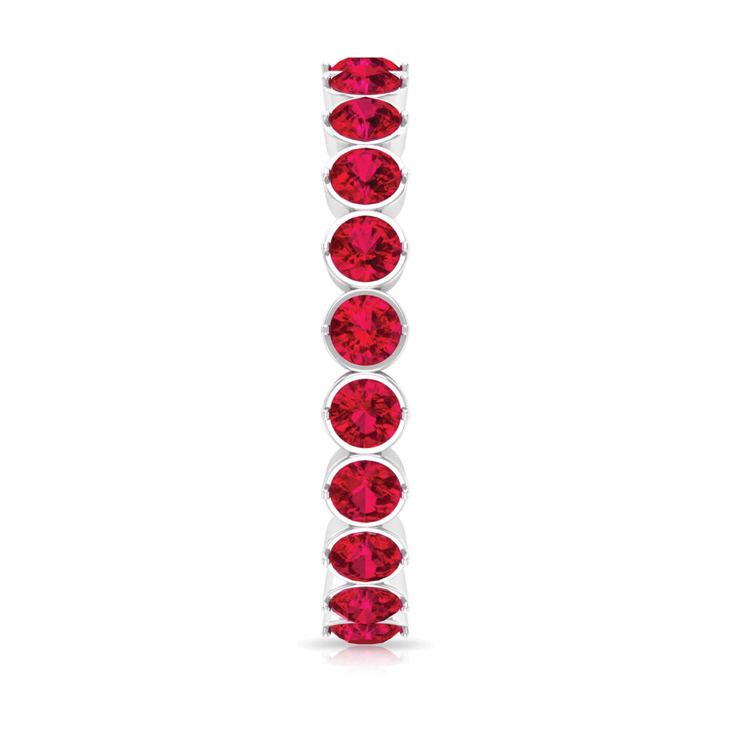 Ruby Eternity Ring – Lab Created Ruby Full Eternity Band in Prong Setting
