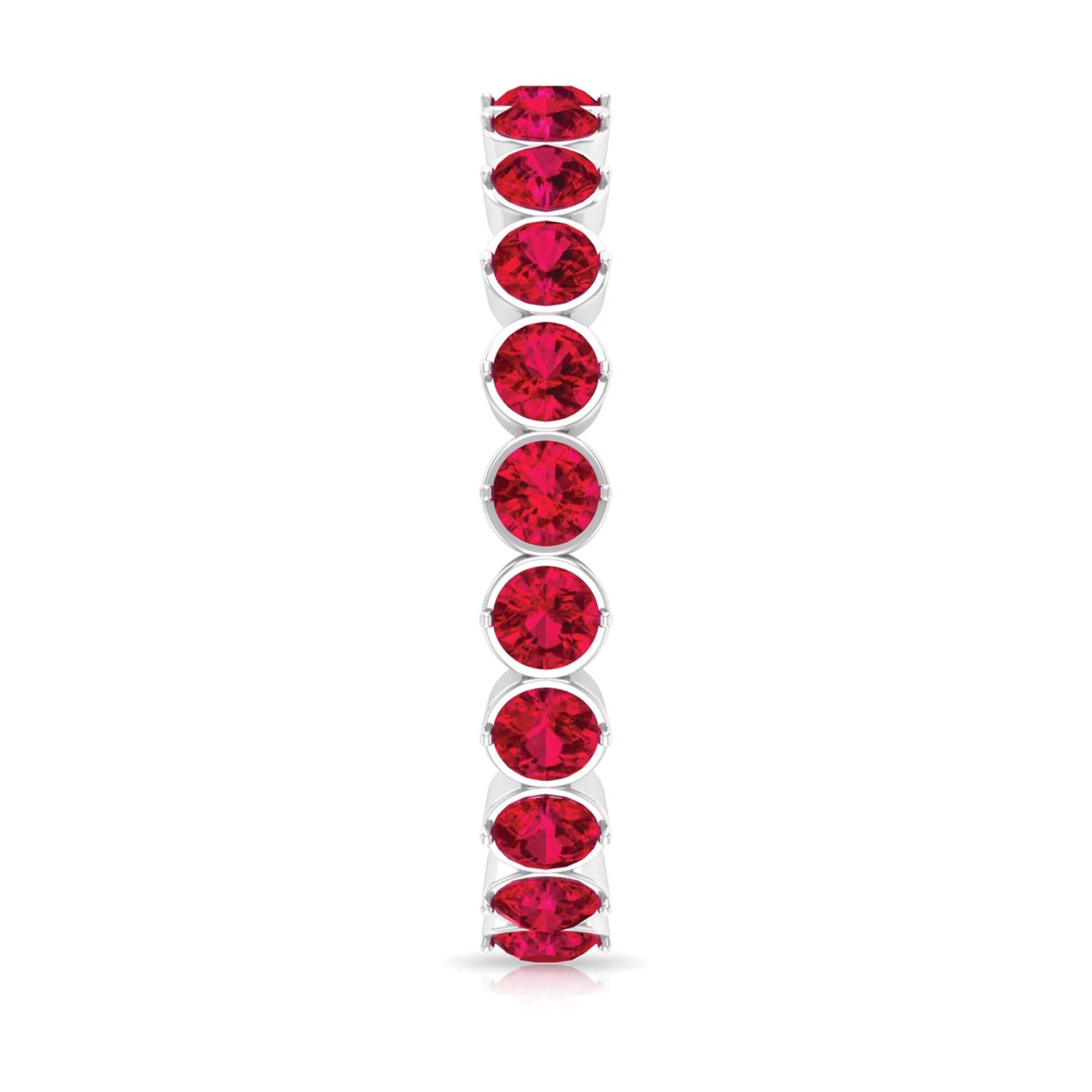 Ruby Eternity Ring – Lab Created Ruby Full Eternity Band in Prong Setting
