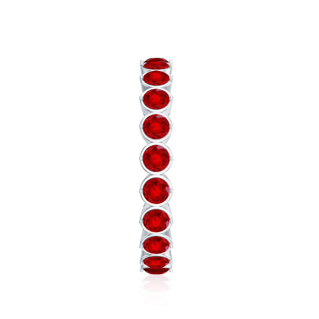 Ruby Eternity Ring – Lab Created Ruby Full Eternity Band in Prong Setting