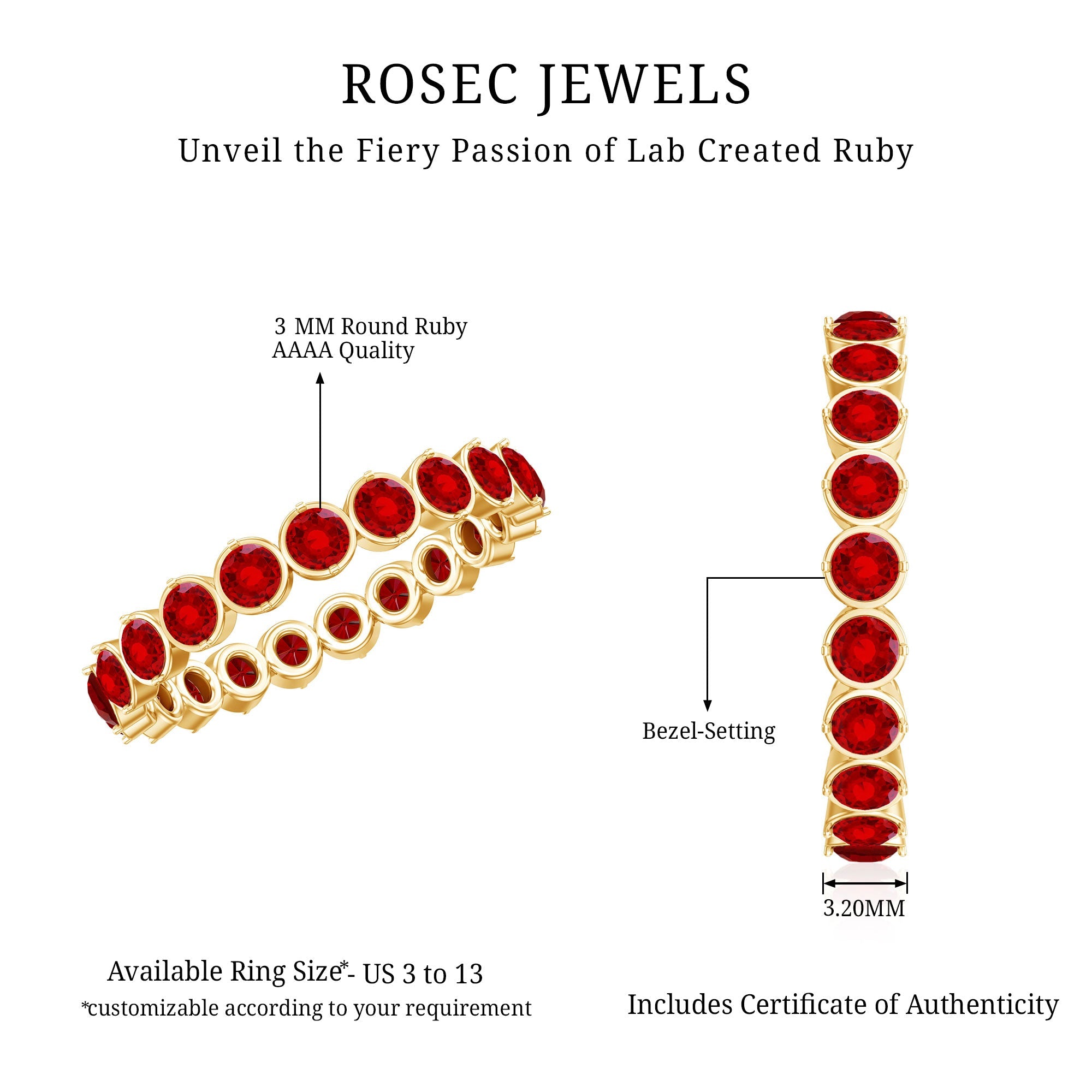 Ruby Eternity Ring – Lab Created Ruby Full Eternity Band in Prong Setting
