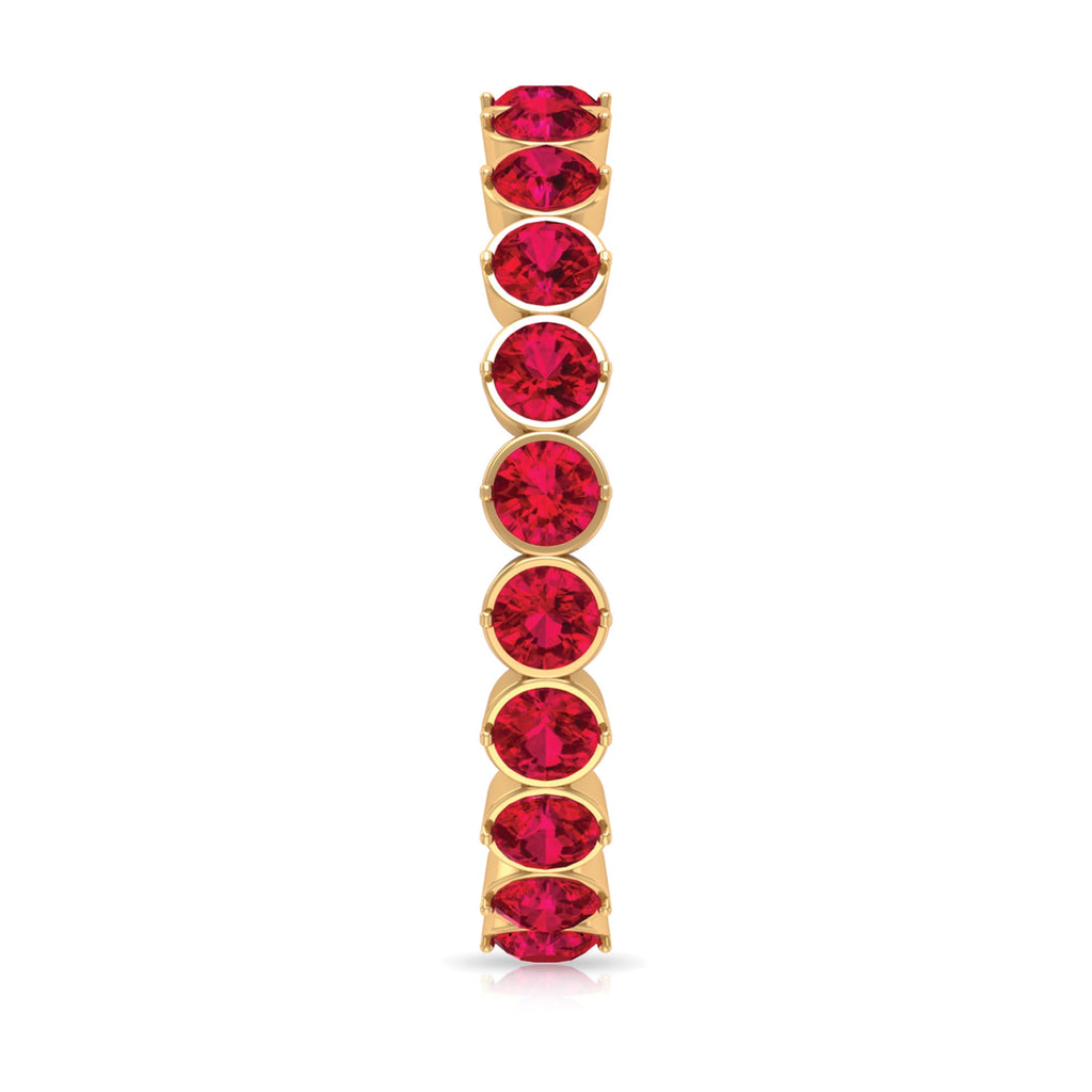 Ruby Eternity Ring – Lab Created Ruby Full Eternity Band in Prong Setting