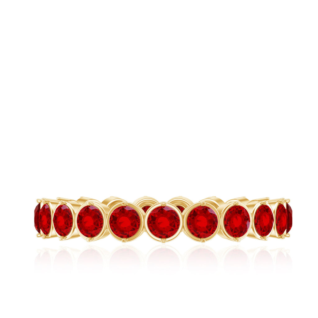 Ruby Eternity Ring – Lab Created Ruby Full Eternity Band in Prong Setting