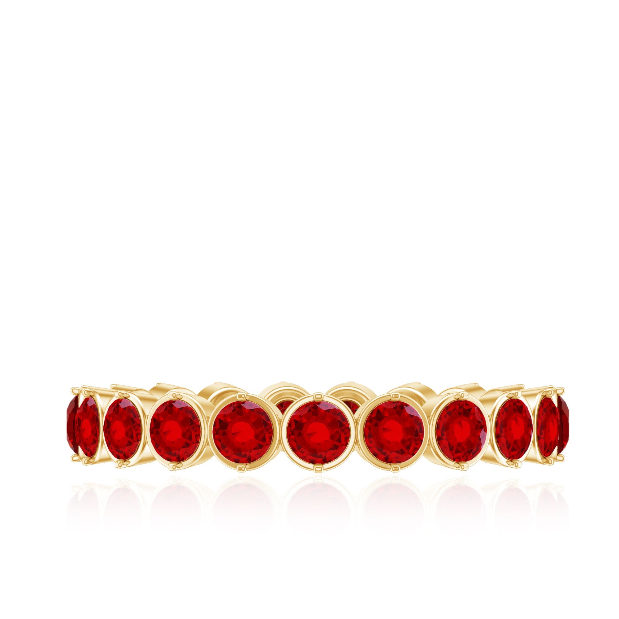 Ruby Eternity Ring – Lab Created Ruby Full Eternity Band in Prong Setting