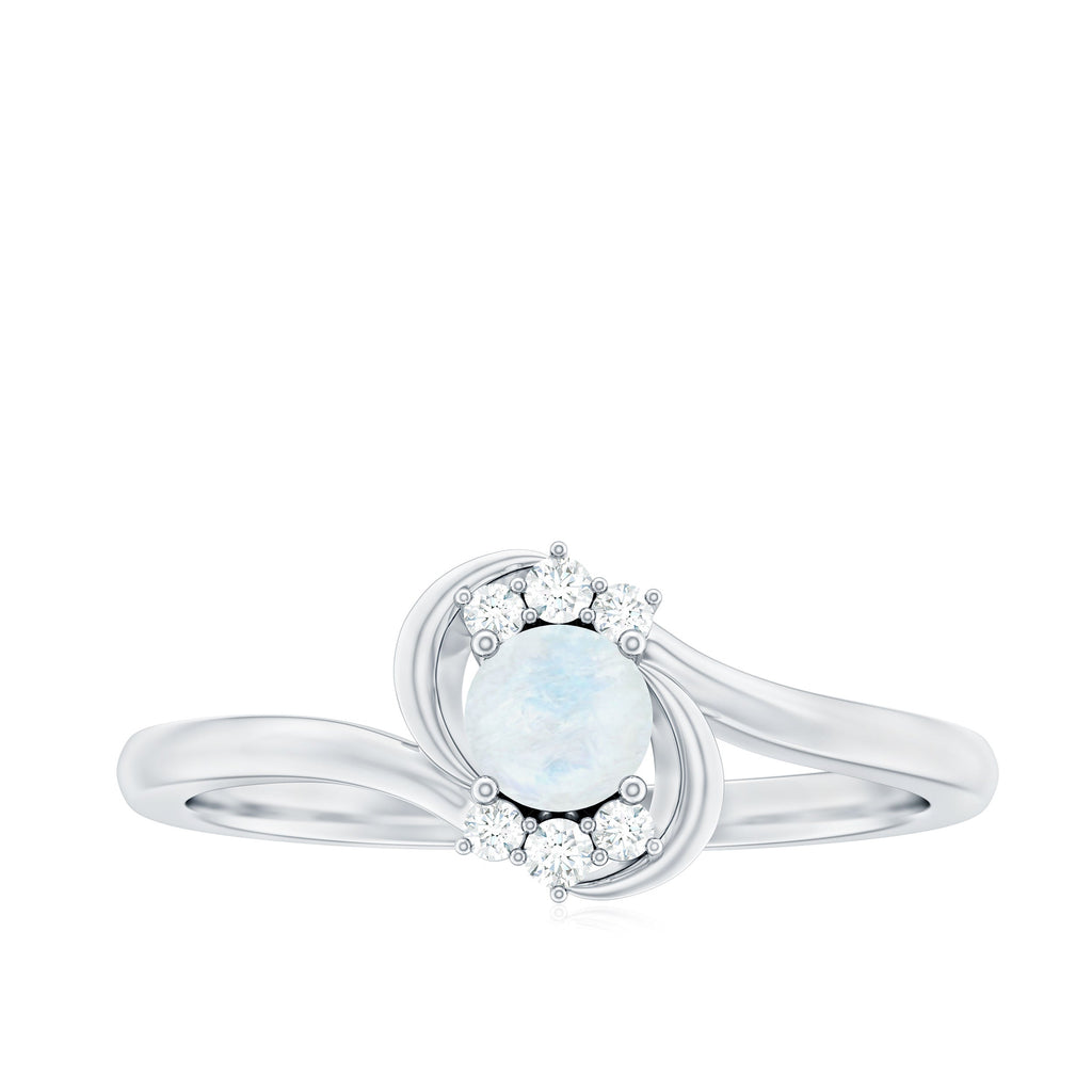 Genuine Moonstone and Diamond Bypass Promise Ring