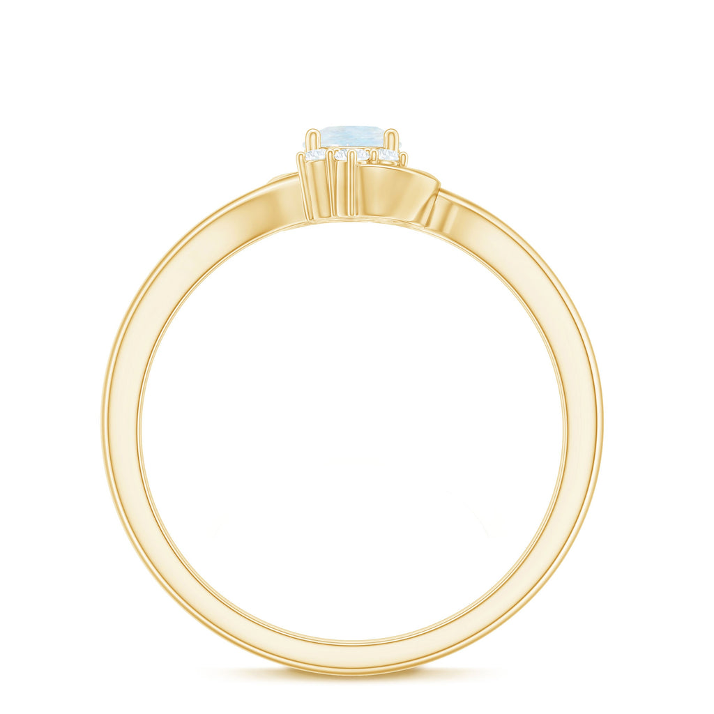 Genuine Moonstone and Diamond Bypass Promise Ring