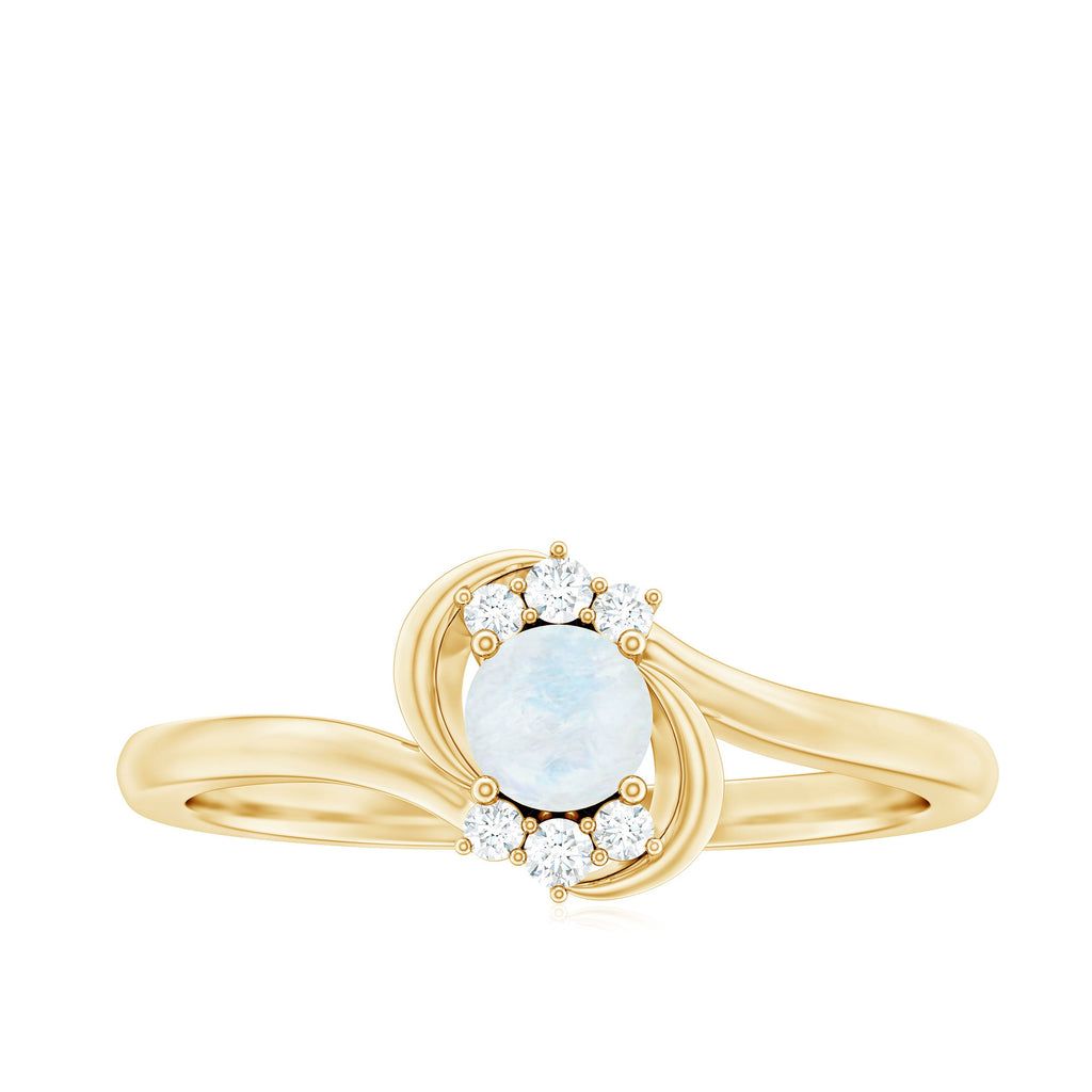 Genuine Moonstone and Diamond Bypass Promise Ring