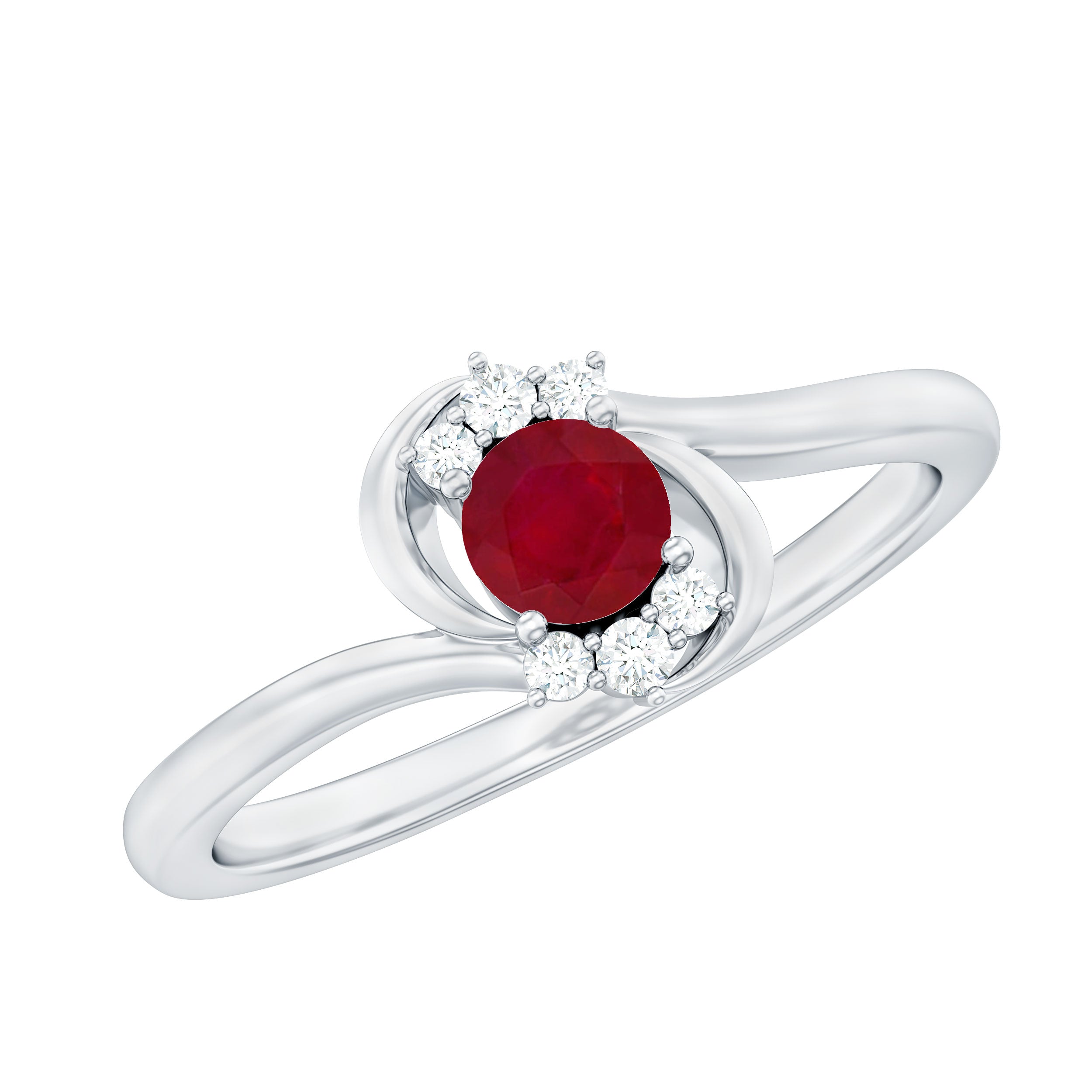 Ruby Promise Ring – Genuine AAA Quality Ruby And Diamond Bypass Design