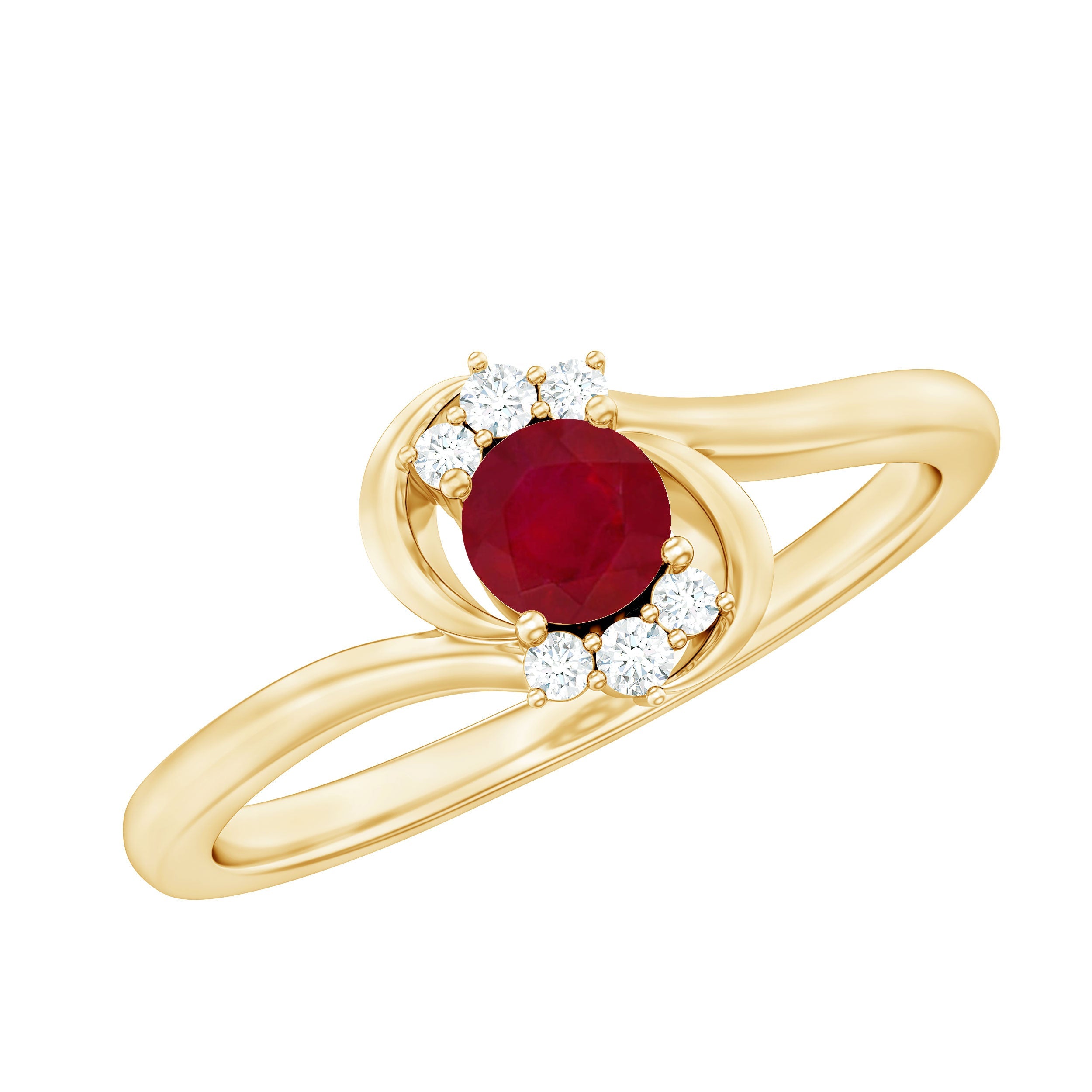 Ruby Promise Ring – Genuine AAA Quality Ruby And Diamond Bypass Design
