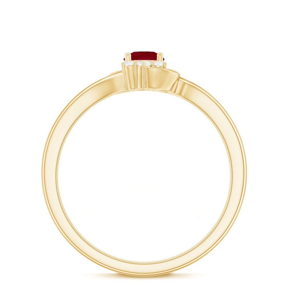 Ruby Promise Ring – Genuine AAA Quality Ruby And Diamond Bypass Design