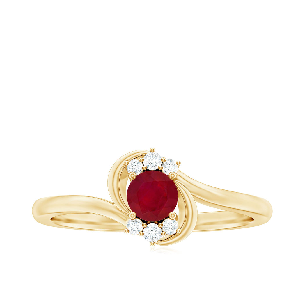 Ruby Promise Ring – Genuine AAA Quality Ruby And Diamond Bypass Design