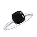 Certified Black Onyx 2 Carat Cushion Cut Engagement Ring