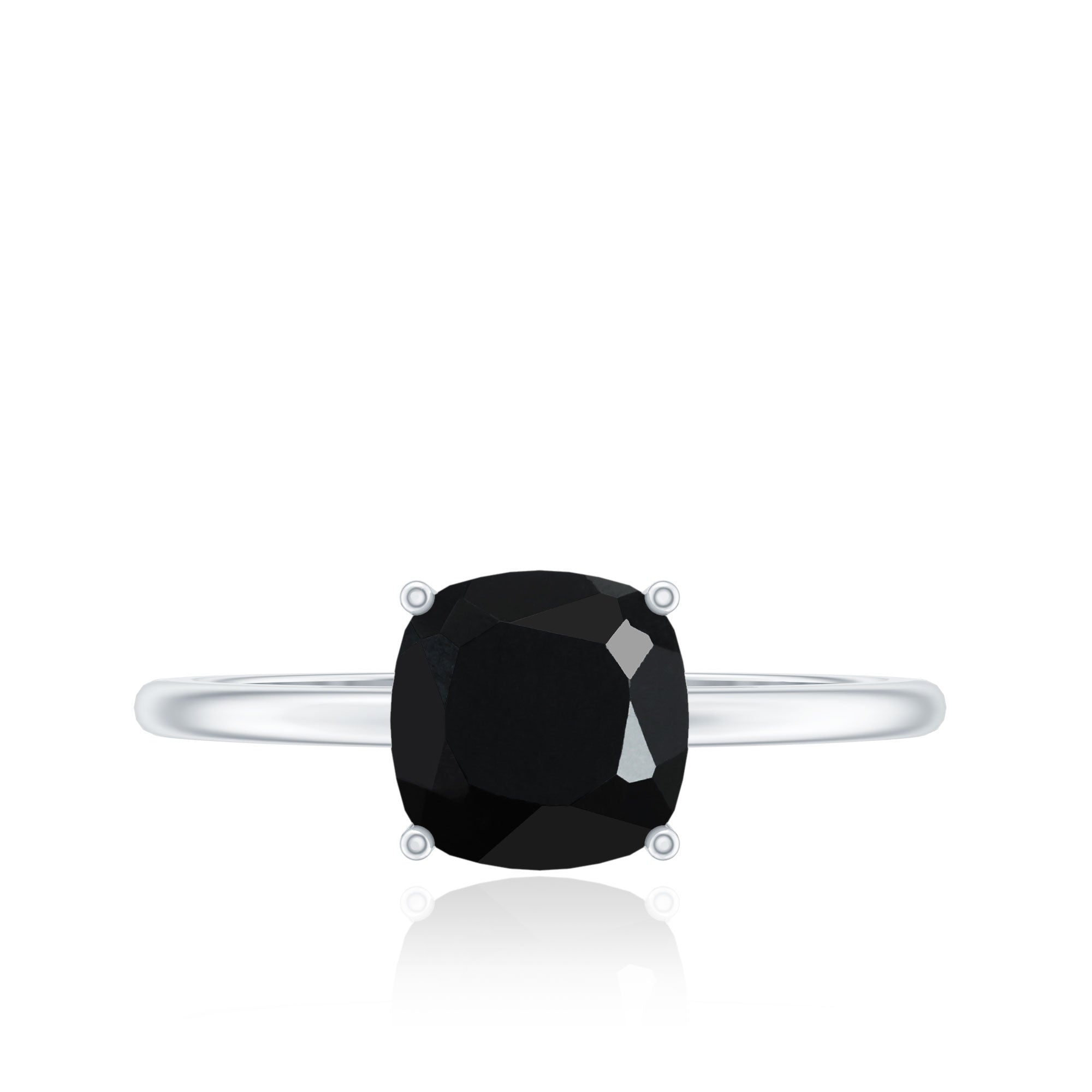 Certified Black Onyx 2 Carat Cushion Cut Engagement Ring