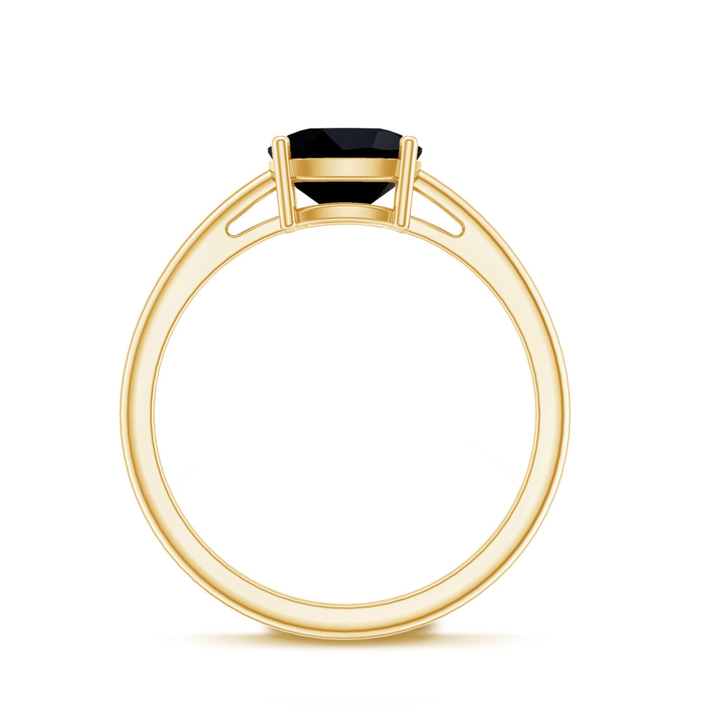 Certified Black Onyx 2 Carat Cushion Cut Engagement Ring