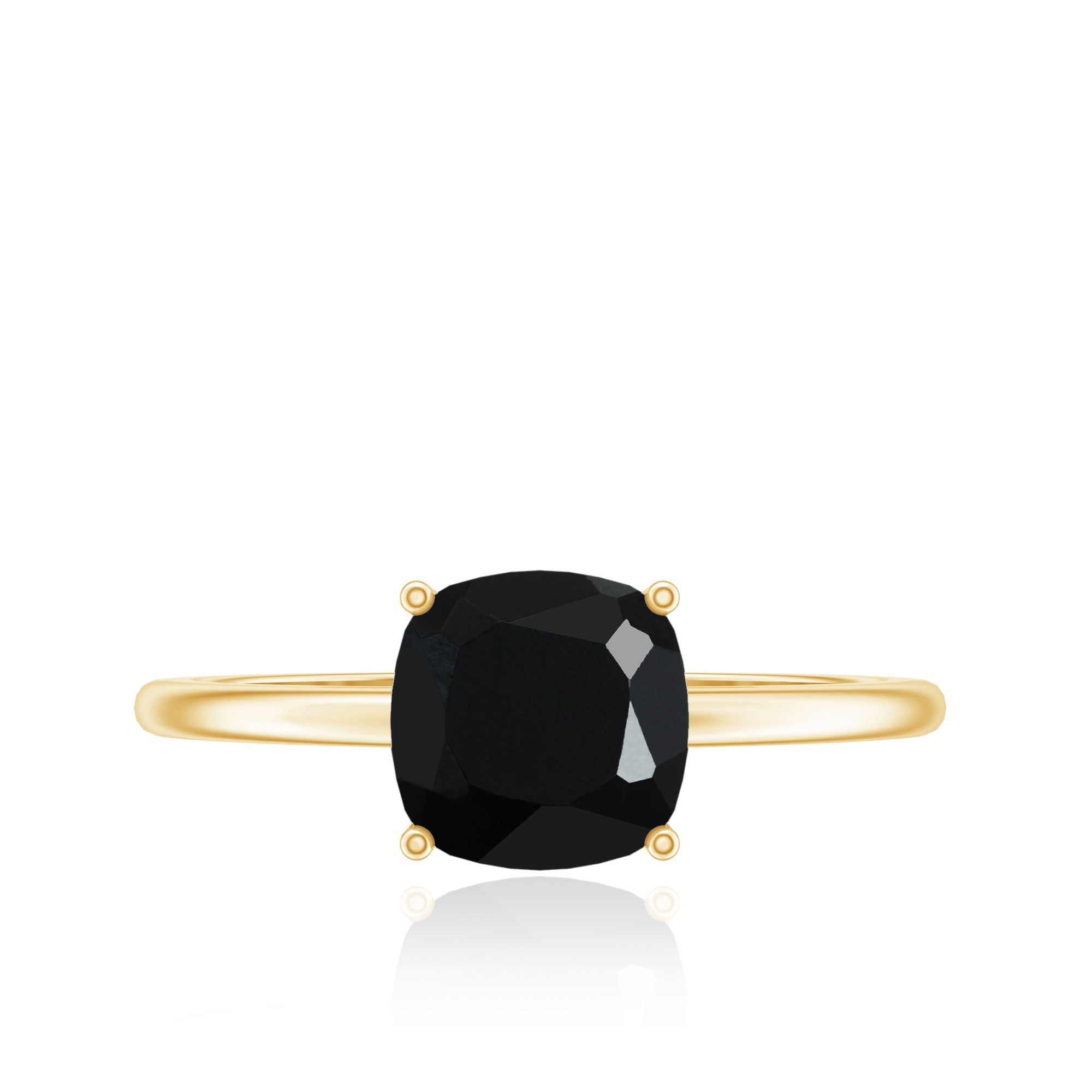 Certified Black Onyx 2 Carat Cushion Cut Engagement Ring