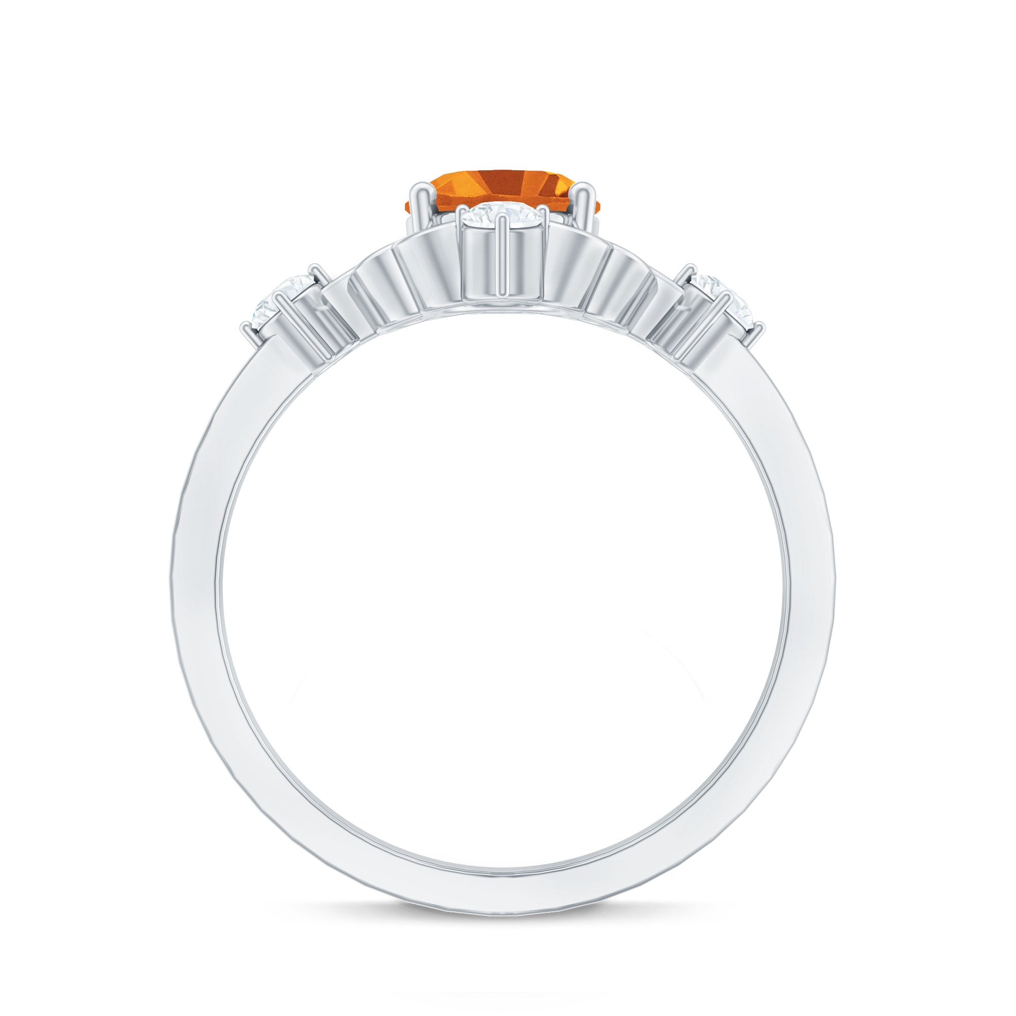 Vintage Style 1 Carat Citrine Oval Engagement Ring with Diamond