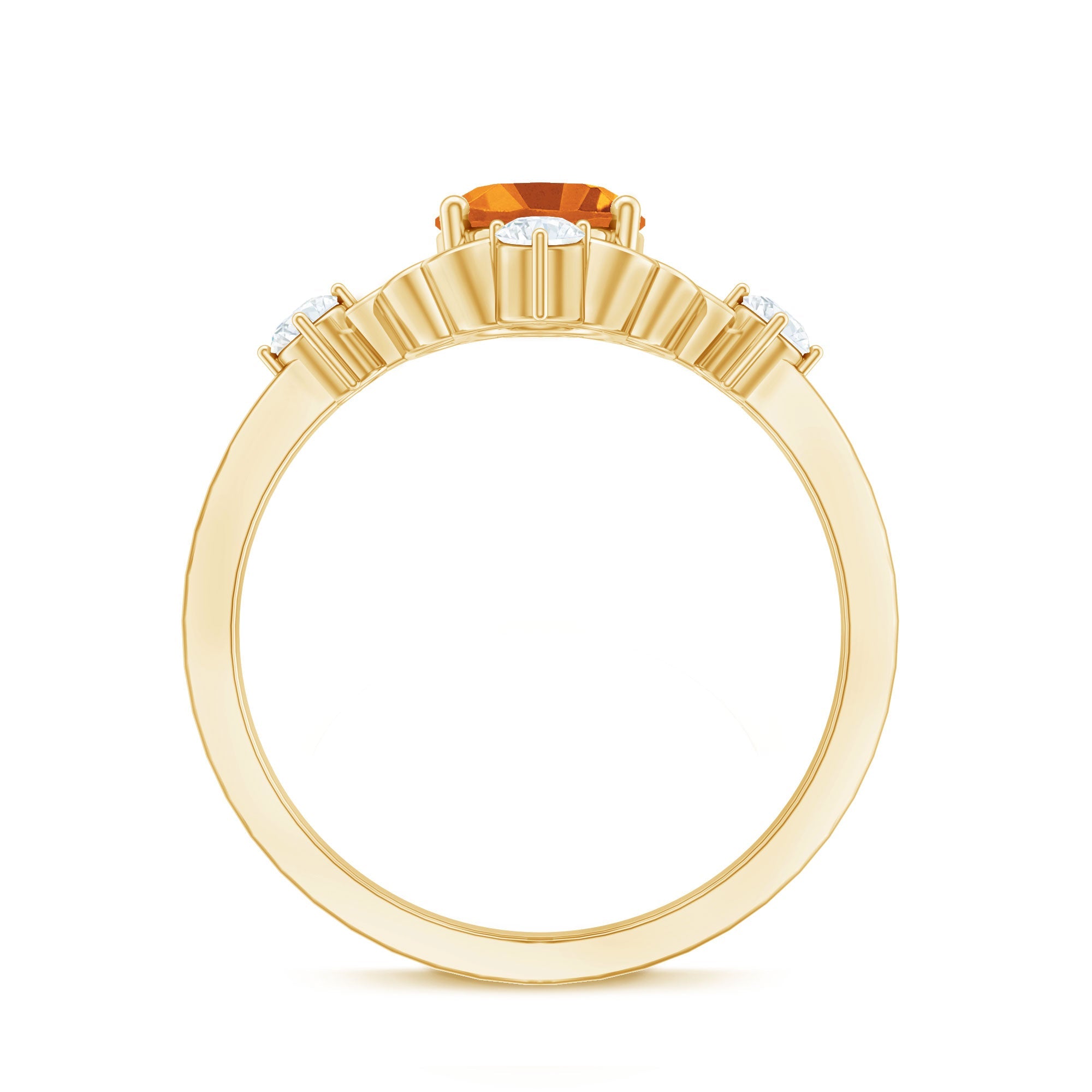 Vintage Style 1 Carat Citrine Oval Engagement Ring with Diamond