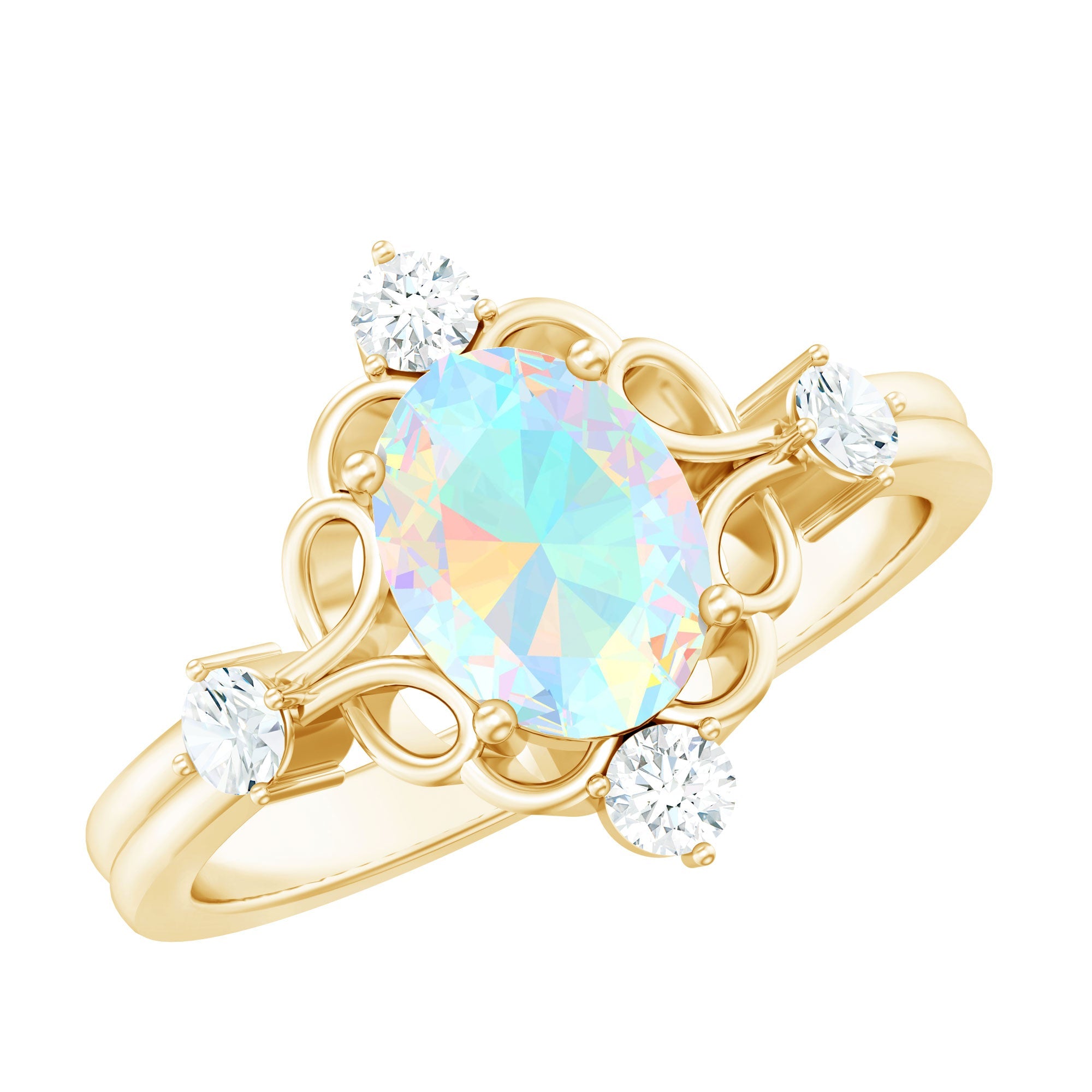 Designer Ethiopian Opal and Diamond  Engagement Ring