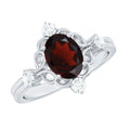 Vintage looking 1.5 Carat Oval Garnet Engagement Ring with Diamond