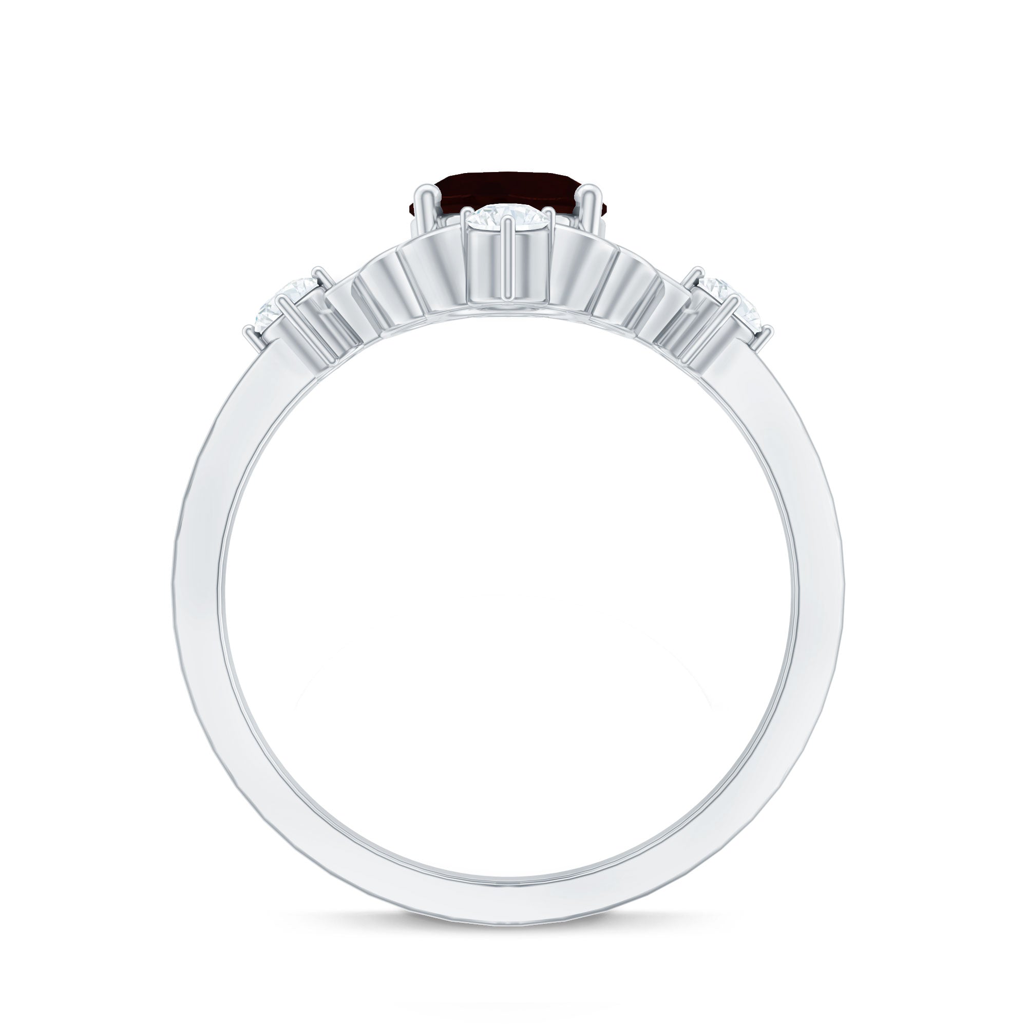 Vintage looking 1.5 Carat Oval Garnet Engagement Ring with Diamond