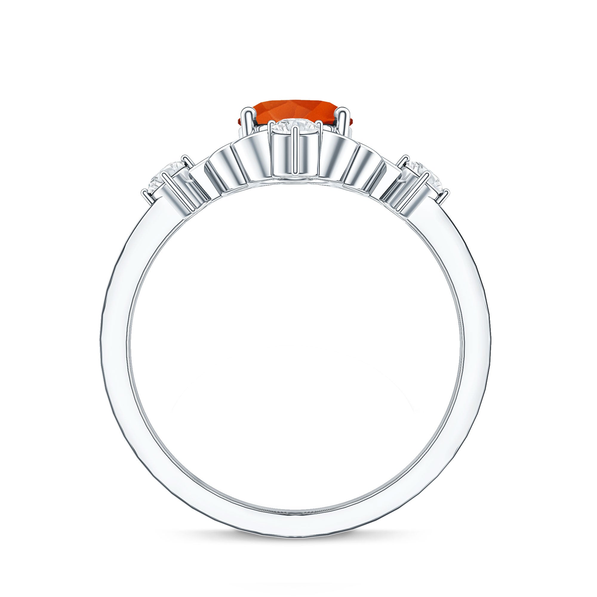 Oval Fire Opal Cocktail Ring with Diamond